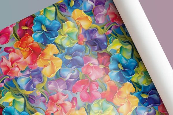 پخش عمده کاغذ کادو گلاسه طرح گل های رنگارنگ ایمپاستو