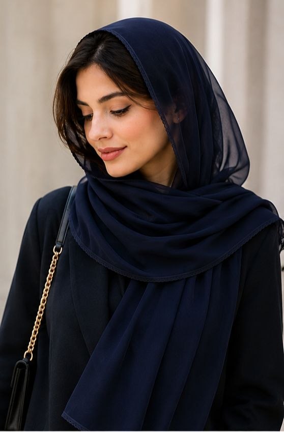 شال تور لب گیپور HPS حریر تور وارداتی نرم و لطیف قواره 190×70