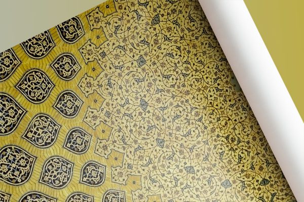 کاغذ کادو گلاسه براق طرح معماری جادوی کاشی کاری